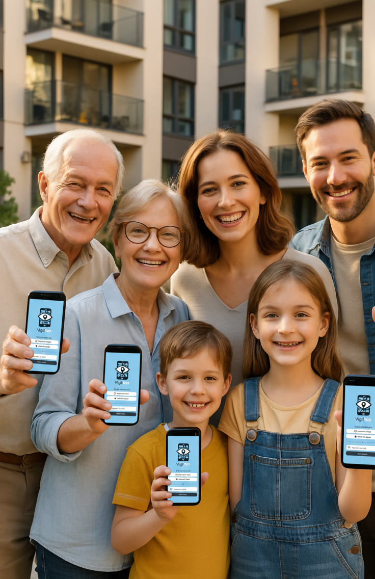 Familia usando VigilApp